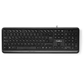 Nedis Kabelgebundenes Keyboard - USB-A - Multimedia - QWERTZ - DE-Layout - Numerische Tastatur Schwarz USB, DE (KBMU200BKDE)
