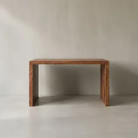 KADIMA DESIGN Schreibtisch TEKO: Massivholz Sheesham, Stauraum, abgerundete Ecken, stabil. Braun, 120x60x76 cm