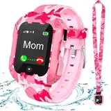 4G Smartwatch Kinder mit GPS und Telefon, Kinder mit SOS, Wecker, Musik-Player, Kamera, Spiele, Kids Smart Watch für 3-14 Jahre Jungen Mädchen - Rosa