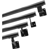 Natural Goods Berlin Handlauf Set TUBE - Metall Handlauf Schwarz 600 cm & 7x WIDE Handlaufhalter Schwarz - Treppengeländer Innen & Außen - Geländer Treppe - Handläufe für Treppen Draußen