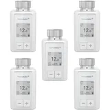 Homematic IP 5er Set Smart Home Heizkörperthermostat – Flex, digitaler Thermostat Heizung, Steuerung per App, Alexa, Google Assistant, einfache Installation, Energie sparen, 160230A0