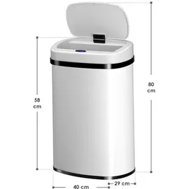 Juskys Automatik Mülleimer 50 l Weiß