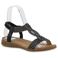 Stiefelparadies Damen Riemchensandalen in Schwarz