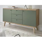 Furn.Design Sideboard Juna (Kommode in moderner Trendfarbe, Griffe aus Metall (Schwarz), Breite 160 cm), skandinavisches Design grün