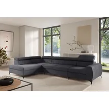 Fun Möbel Ecksofa Schlafsofa Sofa TORONTO XL Stoff Element Graphit Ottomane Links - Grau