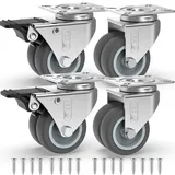 GBL 4x Möbelrollen mit 2 Bremsen - 4 Schwerlast Rollen für Möbel mit 2 Bremsen - 50mm x 400kg Schwerlastrollen - Lenkrollen Transportrollen Laufrollen - Möbel Rollen Schwerlast