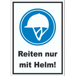 Reiten nur mit Helm Aufkleber A4 (210x297mm)