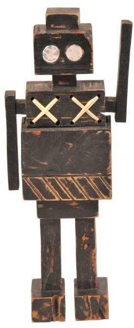 Dekofigur Roboter aus Holz 35 cm  Schwarz"Dekofigur Roboter aus Holz"
