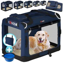 Cadoca® Hundebox faltbar M 50x34x36cm Blau