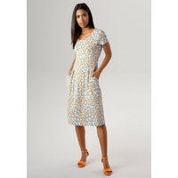 Aniston SELECTED Sommerkleid mit seitlichen Taschen - NEUE KOLLEKTION Gr. 48 N-Gr, hellblau-blau-offwhite-orange, , 31205506-48 N-Gr