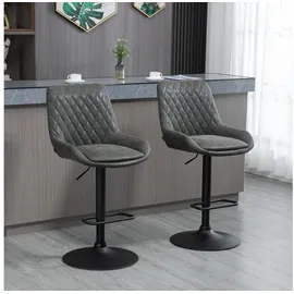 Homcom 2er-Set Barhocker, Küchenhocker mit Rückenlehne, höhenverstellbarer Barstuhl, Tresenstuhl mit Fußstütze, Küchenstuhl für Esszimmer, Küche, Kunstleder, Dunkelgrau