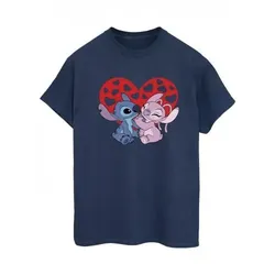 Disney Damen/Damen Lilo & Stitch Hearts Baumwoll-Boyfriend-T-Shirt