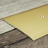 PROVISTON | Übergangsprofil | Aluminium eloxiert | Goldfarbig | Breite 80 mm | Höhe 3.5 mm | Länge 1000 mm | Seitlich Gebohrt | Übergangsschiene | Übergangsleiste | Abdeckleiste | 1 Stück