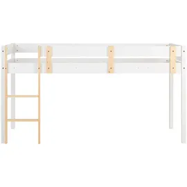 Homestyle4u Hochbett Kinder 90 x 200 cm Kiefer massiv weiß