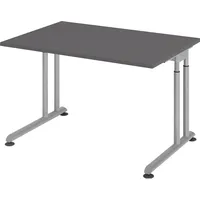 Hammerbacher ZS12 höhenverstellbarer Schreibtisch grafit rechteckig, C-Fuß-Gestell silber 120,0