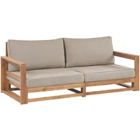 Beliani Gartensofa Zertifiziertes Akazienholz Heller Holzfarbton 2-Sitzer Auflagen Taupe Timor II