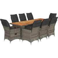 vidaXL Garten-Bistro-Set 9-tlg. Grau