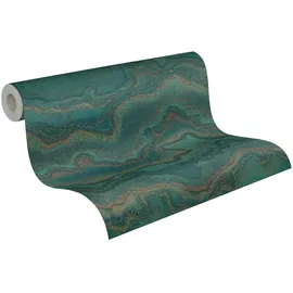 A.S. Création Vliestapete Marmoroptik 10,05 m x 0,53 m 10,05 m2 Dunkelgrün/Blau/Bronze/Gold 396593