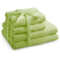 AmeliaHome Handtuch Set Hellgrün 2 Handtücher 50x100 cm und 2 Duschtücher 70x140 cm 100% Baumwolle Qualität Saugfähig Seladongrün Grün Amari