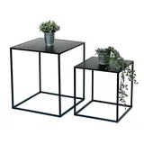 DanDiBo Ambiente Couchtisch Schwarz Metall 2er Set Beistelltisch Wohnzimmer 96252 Tisch Beistelltisch 52 cm und 42 cm Sofatisch Küchentisch Modern