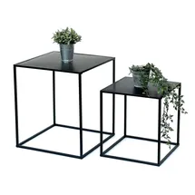 DanDiBo Ambiente Couchtisch Schwarz Metall 2er Set Beistelltisch Wohnzimmer 96252 Tisch Beistelltisch 52 cm und 42 cm Sofatisch Küchentisch Modern