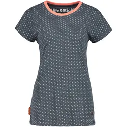 ALIFE AND KICKIN Maxi Damen Bio-Baumwoll-T-Shirt veganes- und PETA-APPROVED Oberteil mit Punkten 52340955 Dunkelblau/Weiß/Rosa - XS