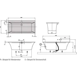 Villeroy & Boch Squaro Edge 12 Rechteck-Whirlwanne 75 x 160 cm (UAE160SQE2A2V01)