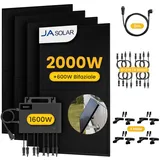 Powerness Balkonkraftwerk,4x JA Solar 500W Bifacial Glas-Glas Module & Growatt NEO 1600M-X2 Mikro-Wechselrichter,8x Anschlusskabel,4x Balkon-Halterung