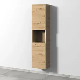 Sanipa 3way Hochschrank mit 2 Türen und 1 offenem Fach, Eiche Natural-Touch, BR11685,