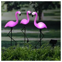 Meinposten Gartenfigur Design Solarstecker Flamingo 3er Set Höhe 52