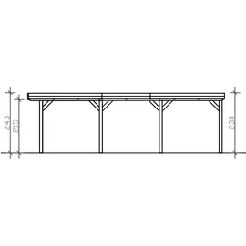 SKANHOLZ Grunewald Flachdach Carport 3,21 x 7,96 m unbehandelt mit EPDM-Dachfolie