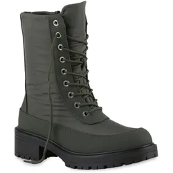 Damen Schnürstiefeletten in Olivgrün