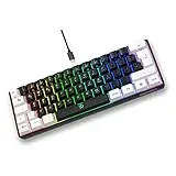 Snpurdiri 60% kabelgebundene Gaming Tastatur, Kompakte RGB beleuchtete Mini Tastatur mit mechanischem Gefühl, Leise Membran Tastatur, Tragbare Büro & Reise Tastatur(weiß schwarz Deutsches Alphabet)