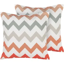 Kissen 2er Set LAGARO 45 x 45 cm Chevron / Zackenmuster Bunt