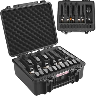 Vevor Hartschalenkoffer Pistolen, mit vorgeschnittenem Futter, staubdichter Hartschalenkoffer für 6 Pistolen, abschließbarer Pistolenkoffer, Waffenkoffer schwarz, 491 x 434 x 211 mm
