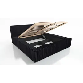 mebloland Polsterbett Schwarz, Textil, 180x200 cm, Schlafzimmer, Betten, Polsterbetten