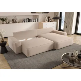 Fun Möbel Ecksofa Stoff mit Schlaffunktion 2-Sitzer Grün