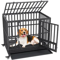 VEVOR Hundekäfig 107x77x94cm Hundebox aus Rostfreiem verzinktem Stahlrohr mit elektrostatischer Lackierung Hundegitterbox mit 3 Türen und abnehmbarer Auffangschale Hundetransportbox Transportkäfig