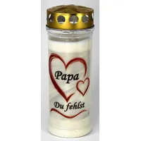 Kerzen Junglas - Grabkerze Papa mit 7 Tagen Brenndauer, (3956), schöne Grablichter mit Motiv, Grabkerzen mit Deckel, wetterfest, Trauerkerzen mit Spruch