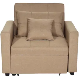 Mendler Schlafsessel HWC-L90 Stoff/Textil 197 x 103 cm Taupe mit Schlaffunktion