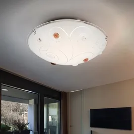GLOBO Deckenleuchte 1-flammig rund opal mit Dekorsteinen, 1x LED 8,0 W 640 lm, D 25 cm