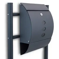 BITUXX Standbriefkasten Halbrund Dunkelgrau inkl. Zeitungsfach