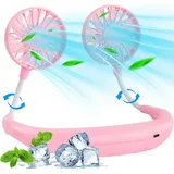 FELIXLEO Mini USB-Ventilator Nackenventilator 2000mAh USB leise tragbar Pink