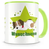 Samunshi® Kindertasse mit Namen Tasse Süßer Hund Personalisierte Tasse mit Namen Kinder Kinderbecher mit Namen Kindergarten grün 300ml