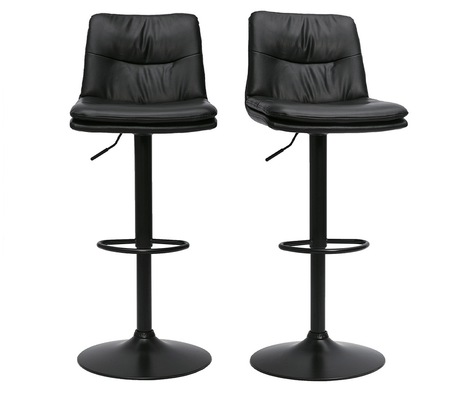 Tabourets de bar réglables en polyuréthane noir et métal noir (lot de 2) ZUCK