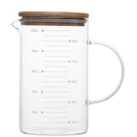 Tubayia Transparent Glas Teekanne mit Deckel und Handgriff Messbecher Kaffeekanne Glaskanne Wasserkocher (1000ml)