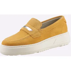 Slipper HEINE, Damen, Gr. 41, gelb, Leder, Veloursleder, modisch, Schuhe