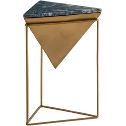 KADIMA DESIGN Beistelltisch Echter Marmor Metall 37x37x53 cm Anstelltisch Grün Gold, Kleiner Abstelltisch Dreieckig, Wohnzimmertisch Couch Modern, Marmortisch