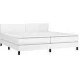 vidaXL Boxspringbett mit Matratze Weiß 200x200 cm Kunstleder