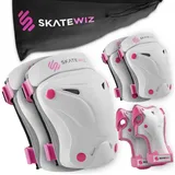 SKATEWIZ Protektoren-Set 3-er Set Inline Skating Skateboard Kinder Schoner Set Schützer rosa L
